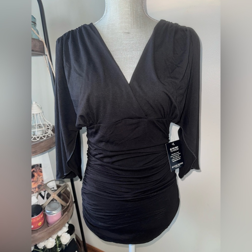 Boston Proper Black Ruched Top